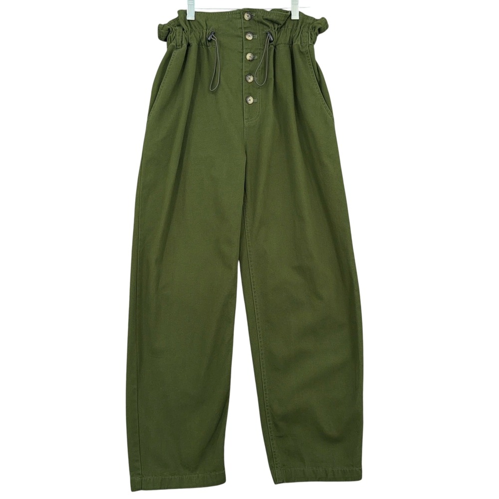 Urban Outfitters Paperbag Waist Women S-P 100% Cotton Olive Green Pants